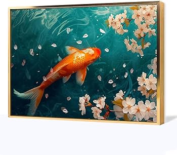 Amazon.co.jp: 絵画 水遊びする金魚 アートパネル ポスター 超リアルな